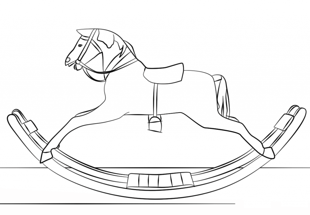 1024x711 Victorian Era Toy Rocking Horse Coloring Page
