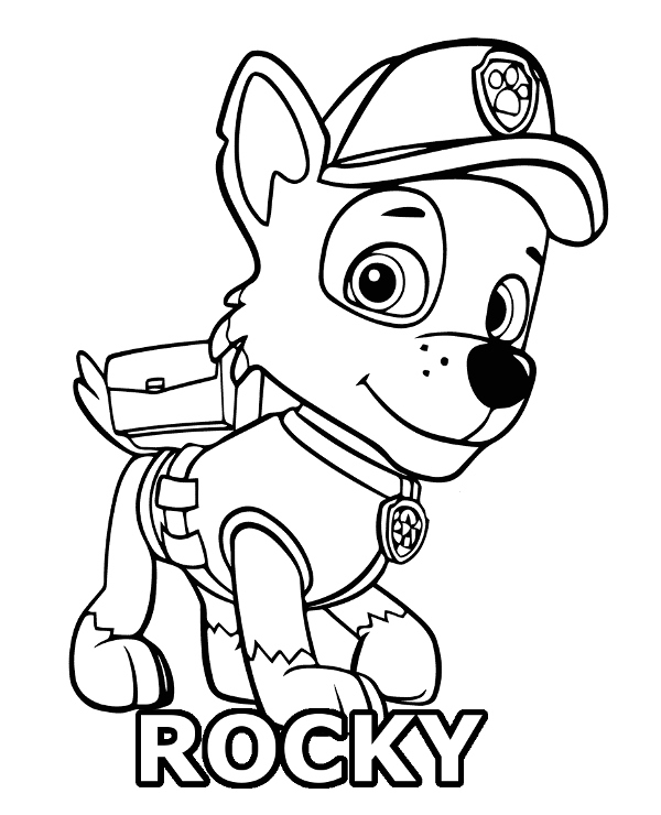 600x740 Rocky Paw Patrol Coloring Page Rocky Coloring Pages Paw Patrol
