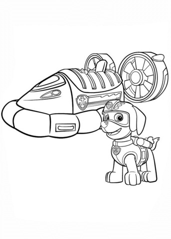 343x480 Rocky Paw Patrol Coloring Page Paw Patrol Zumas Hovercraft