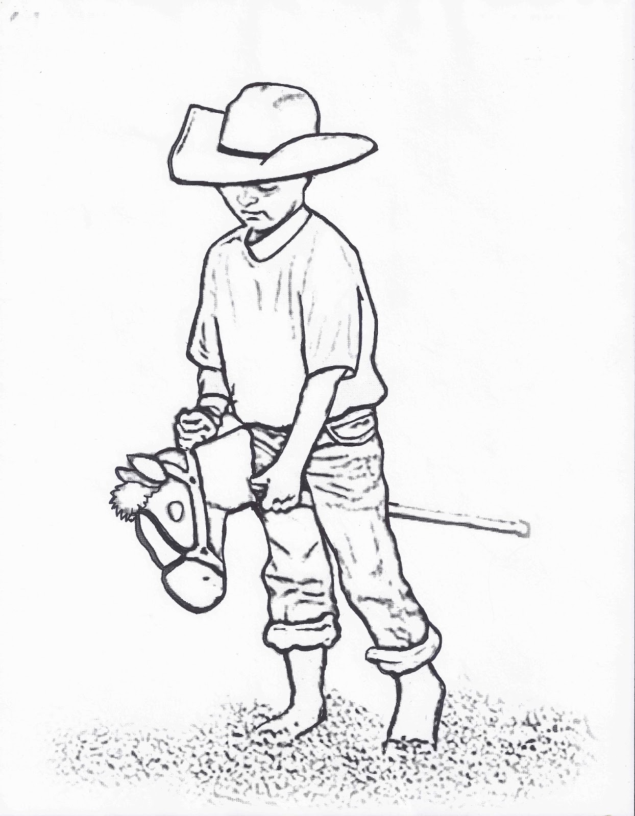 1244x1600 Rodeo Coloring Pages Little Cowboy On Stick Horse Color Page By