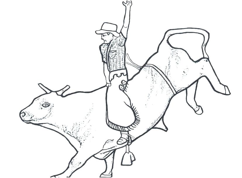 827x609 Bull Riding Color Pages Color Horses Rodeo