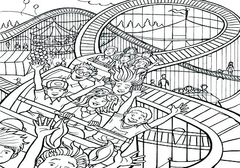 476x333 Amusement Park Coloring Pages Swing For Kids Amusement Park