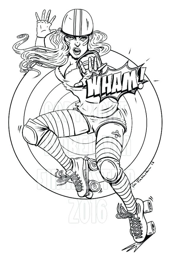 570x855 Coloriage Derbz Roller Derby Coloring Books