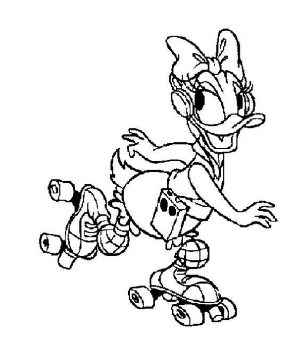 600x686 Daisy Duck Play Roller Skate Coloring Page Coloring Sun