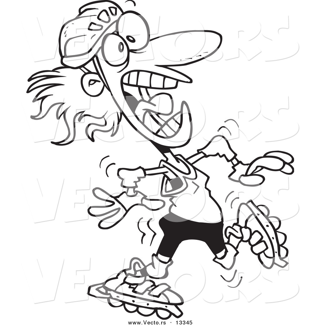 1024x1044 Vector Of A Cartoon Clumsy Roller Blader