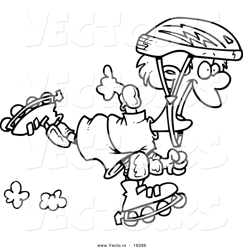 1024x1044 Vector Of A Cartoon Roller Blading Boy