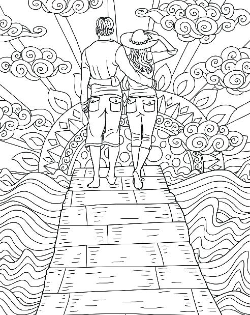492x619 Romantic Coloring Pages Romantic Walk Coloring Page Adult Coloring