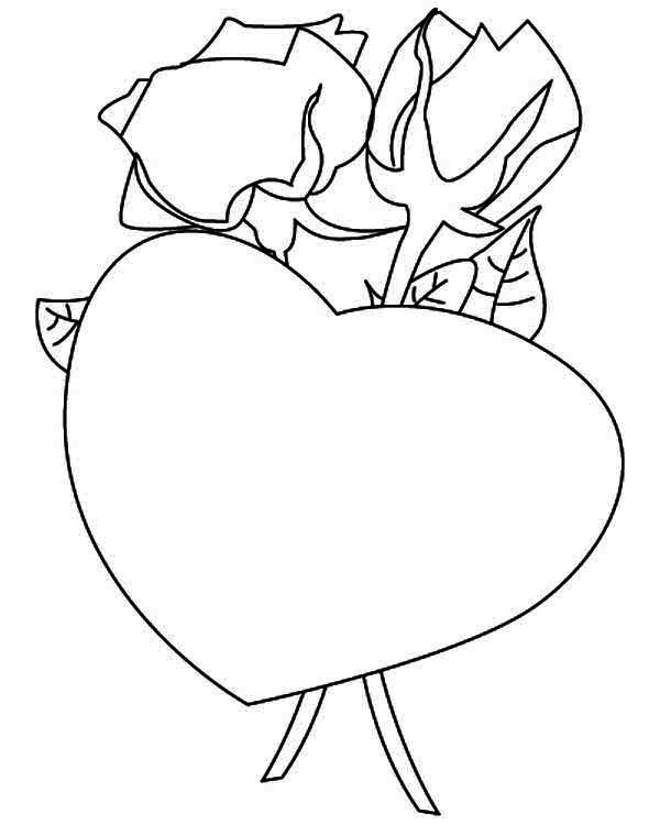 600x750 A Romantic Valentine's Day Gift And Flowers Coloring Page