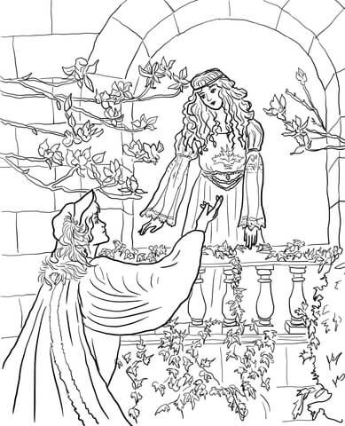 389x480 Romeo Say To Juliet On The Balcony Coloring Page From Romeo