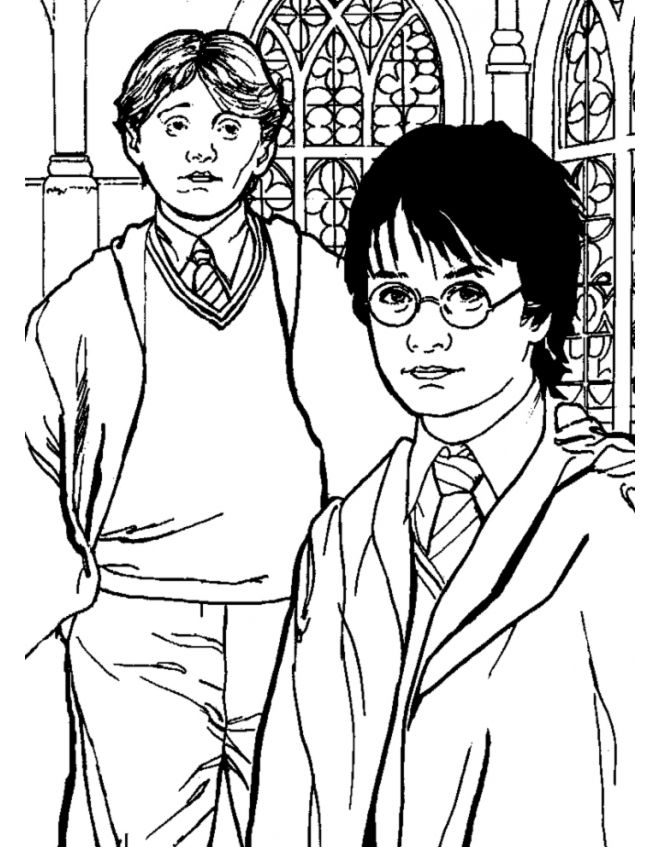 660x847 Harry Potter And Ron Weasley Posing Harry Potter Coloring Pages