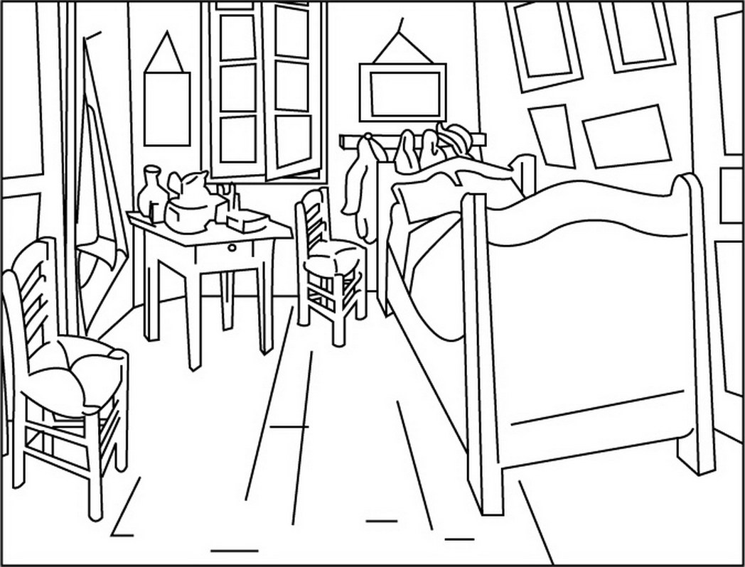1048x798 Neoteric Van Gogh Coloring Pages Bedroom At Arles By Vincent Page