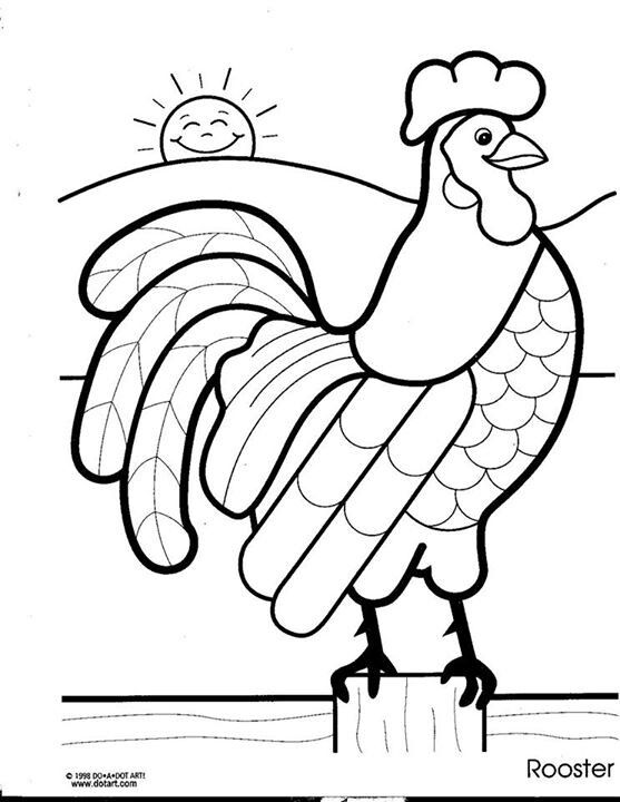 557x720 Rooster Coloring Page Eric Carle Rock Painting