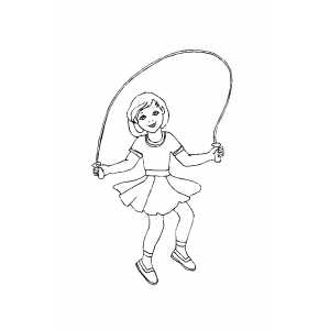 300x300 Smiling Girl Jumping Rope Coloring Sheet