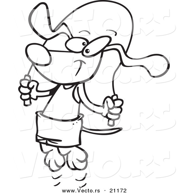 600x620 Vector Of A Cartoon Dog Skipping Rope