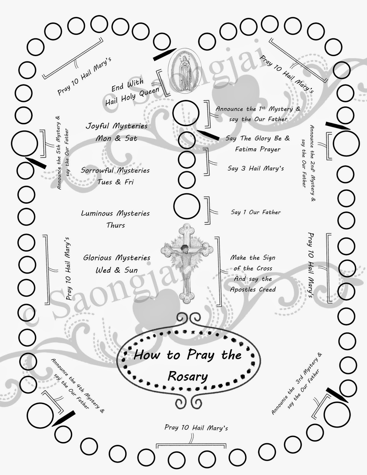 1237x1600 Rosary Page With Beads Free Simpl On Rosary Coloring Pages