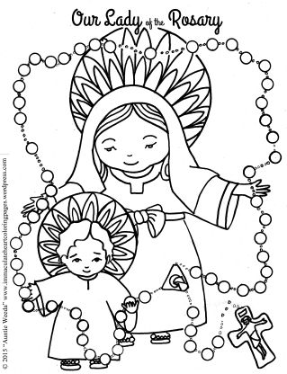 319x416 Our Lady Of The Rosary Coloring Page Religion, Catholic Kids