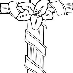 300x300 Coloring Pages Of Crosses With Roses Rose Cross
