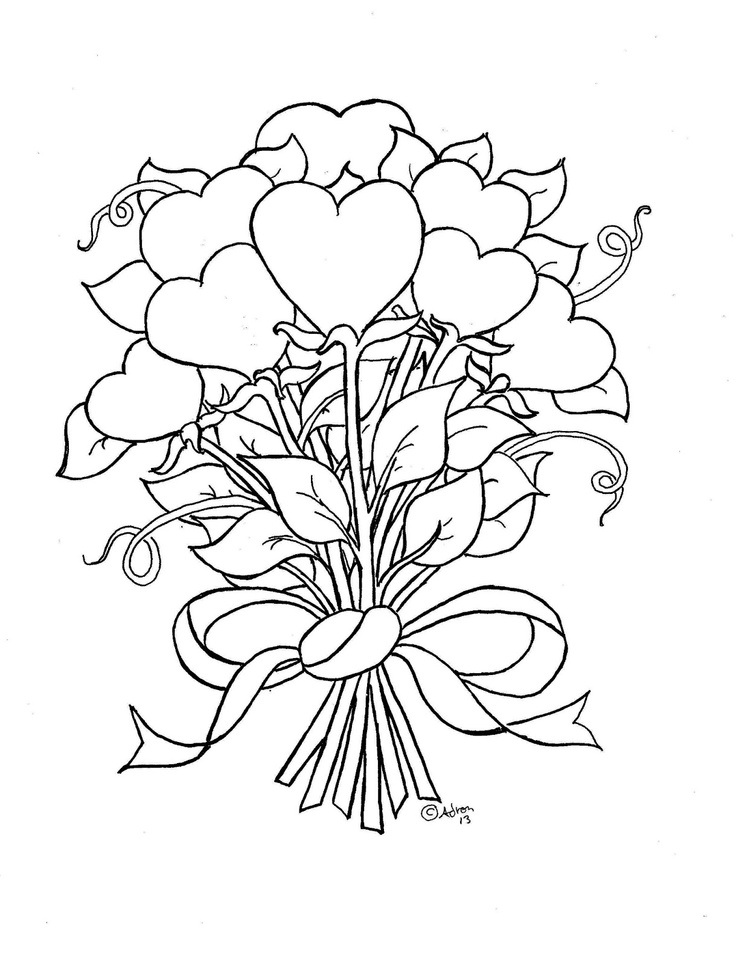 736x966 Hearts And Roses Coloring Pages