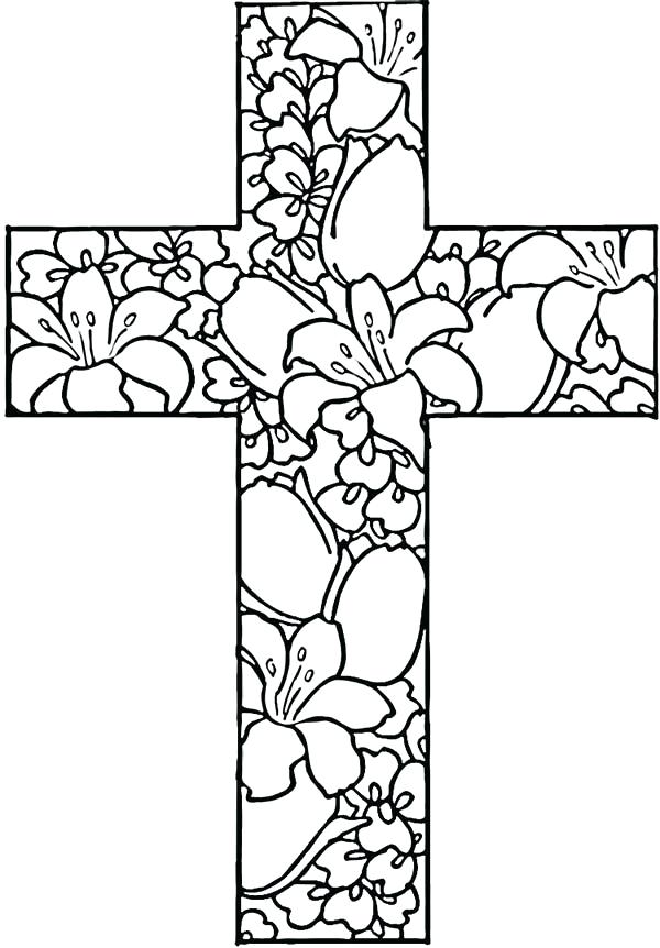 600x862 Rose Decorated Celtic Fabulous Cross Coloring Pages