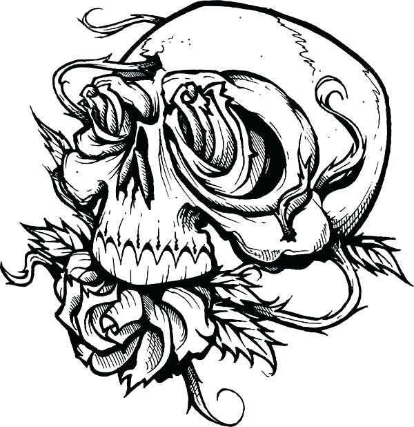 600x618 Skull Coloring Pictures Sugar Skull Roses W Cross Coloring Pages