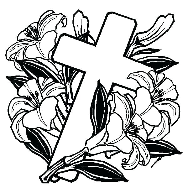 600x600 Coloring Pages Crosses Cross With Roses Coloring Pages Coloring