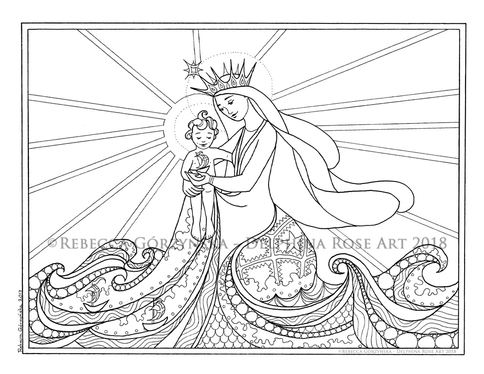 971x750 Star Of The Sea Stella Maris + Catholic Coloring Page Delphina