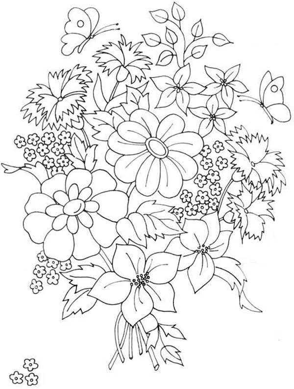 600x793 Printable Flower Bouquet Coloring Pages