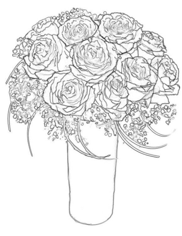 580x750 Flower Bouquet Coloring Pages Girl Guide Craft Ideas