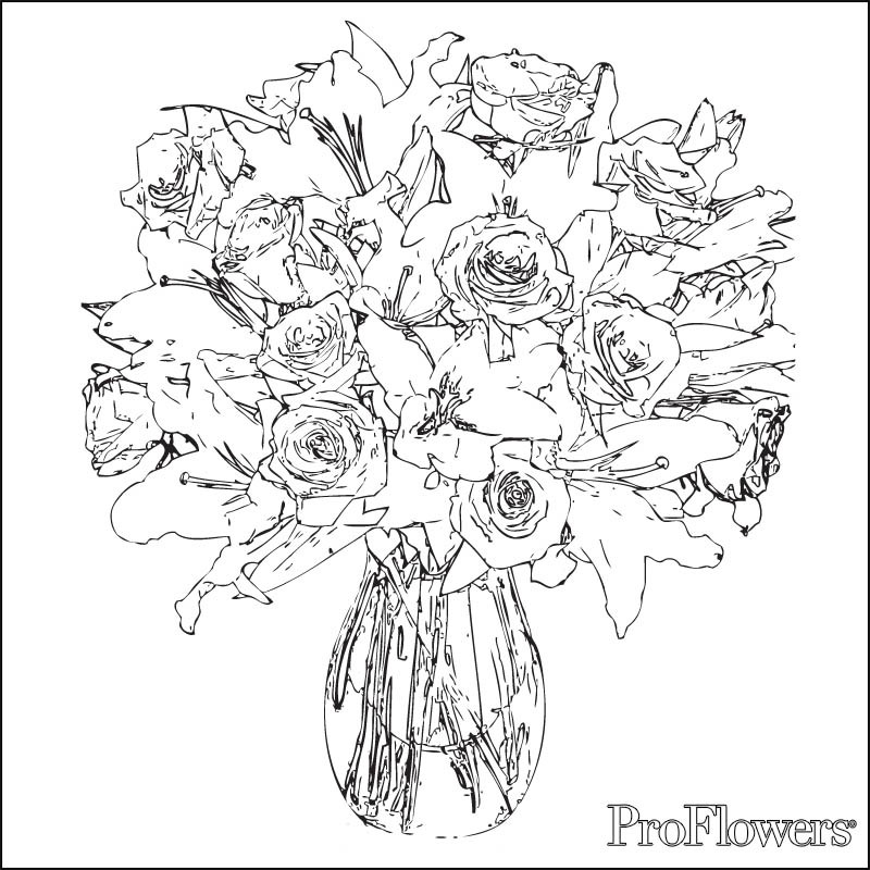 800x800 Coloring Pages Of A Bouquet Roses Copy Bunch Rose Flower