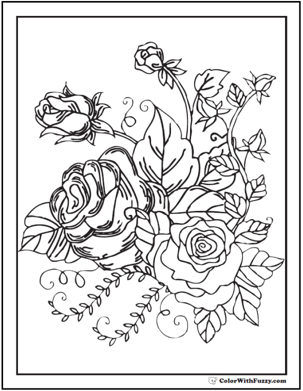 590x762 Rose Coloring Pages Customize Pdf Printables
