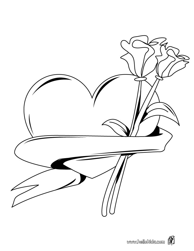 820x1060 Heart Amp Roses Bunch Coloring Pages