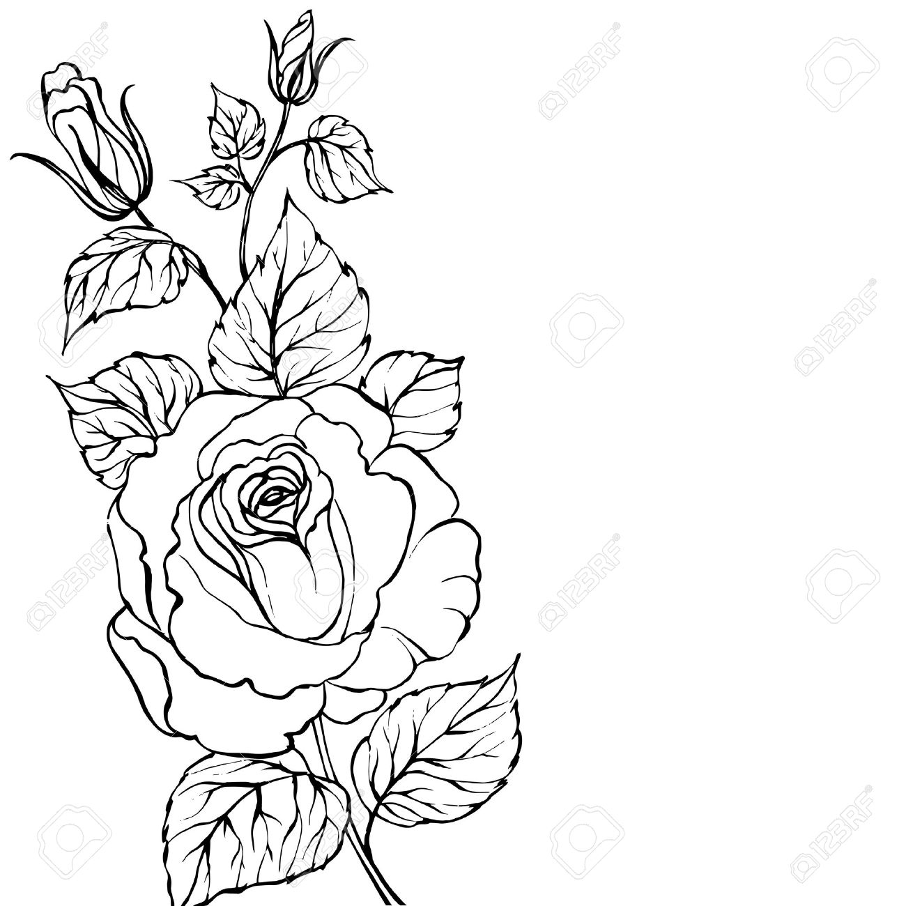 1300x1300 Flower Outline Tattoo