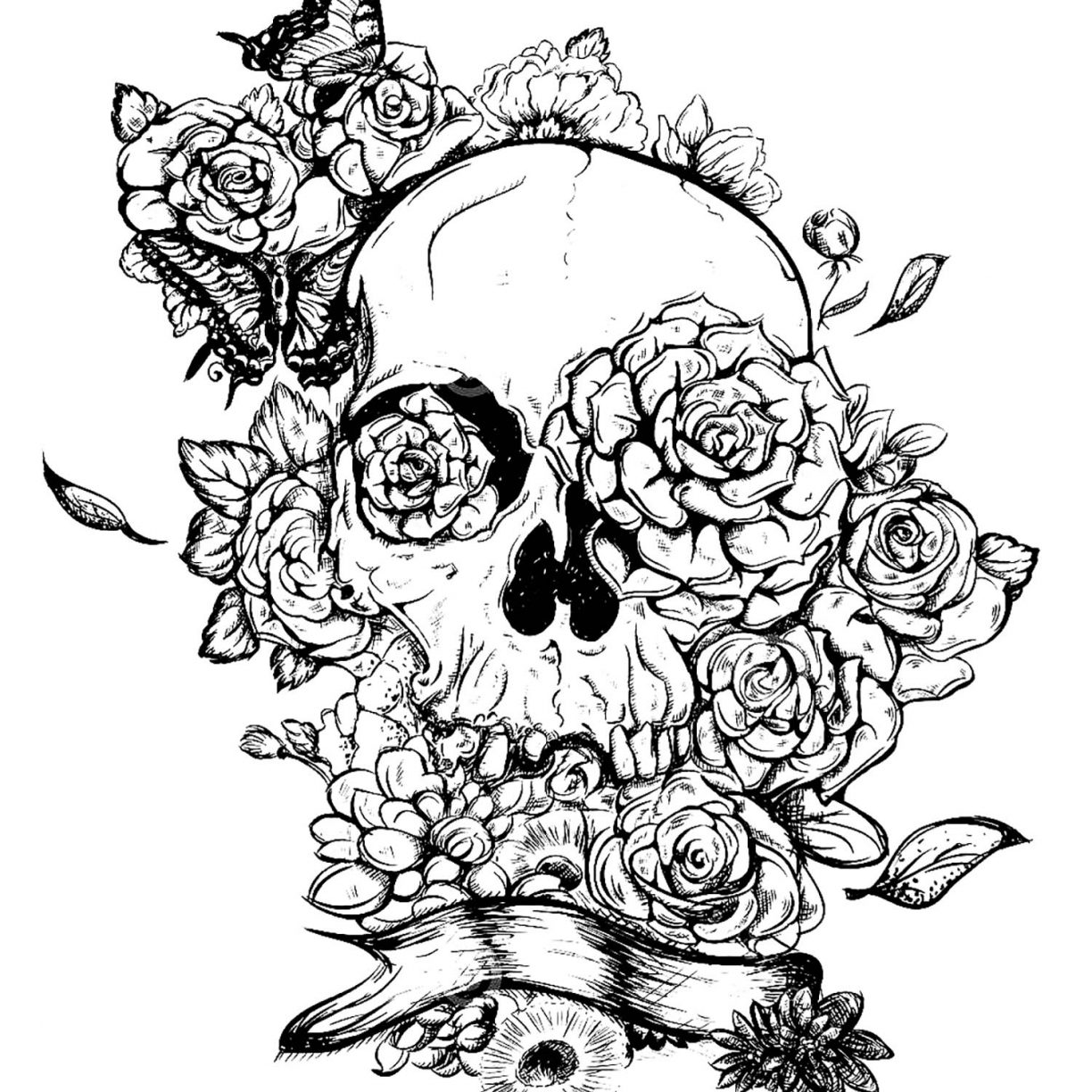 1224x1224 Sugar Skull Coloring Pages Free For Adults Printable Sheets