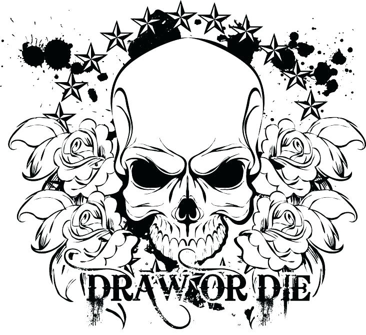 732x669 Coloring Pages Of Skulls Coloring Es Of Skulls And Roses Skulls
