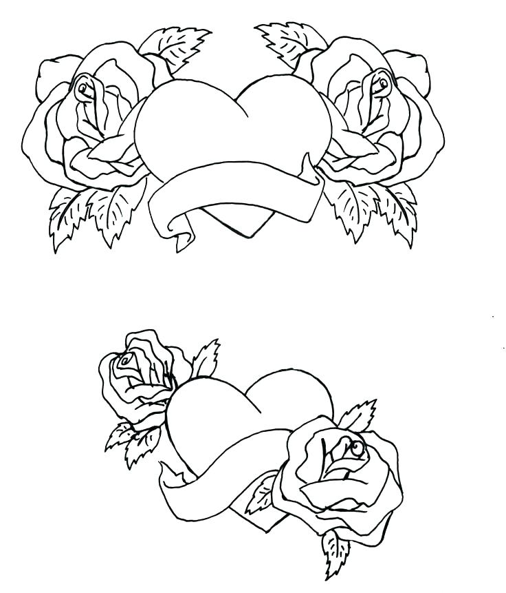 736x861 Coloring Pages Of Roses And Hearts Coloring Book Pages Of Roses