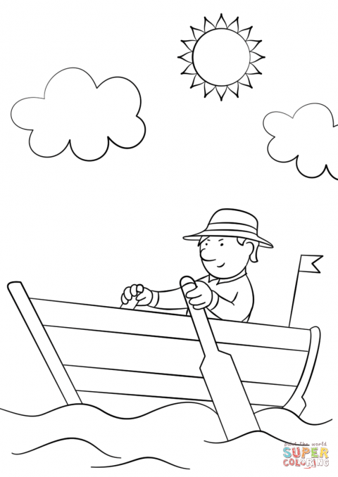 480x678 Boat Coloring Pages Image Concept Man In Wooden Row Page Sailboat