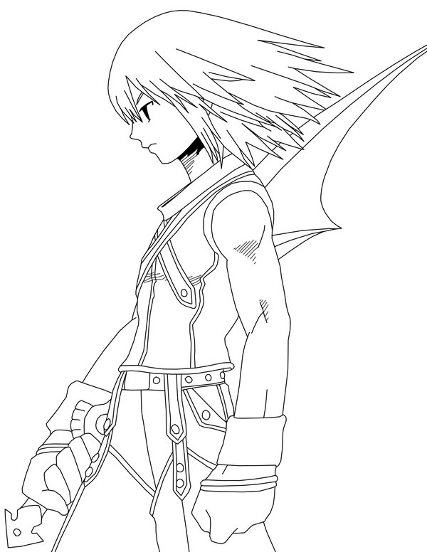 600x776 Fine Kingdom Hearts Coloring Pages Roxas Embellishment