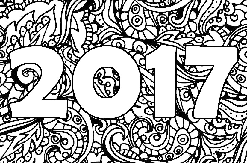 825x544 Adult Coloring Pages New Year 2017