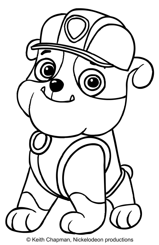 552x850 Rubble (Paw Patrol) Coloring Page Sitting In Front