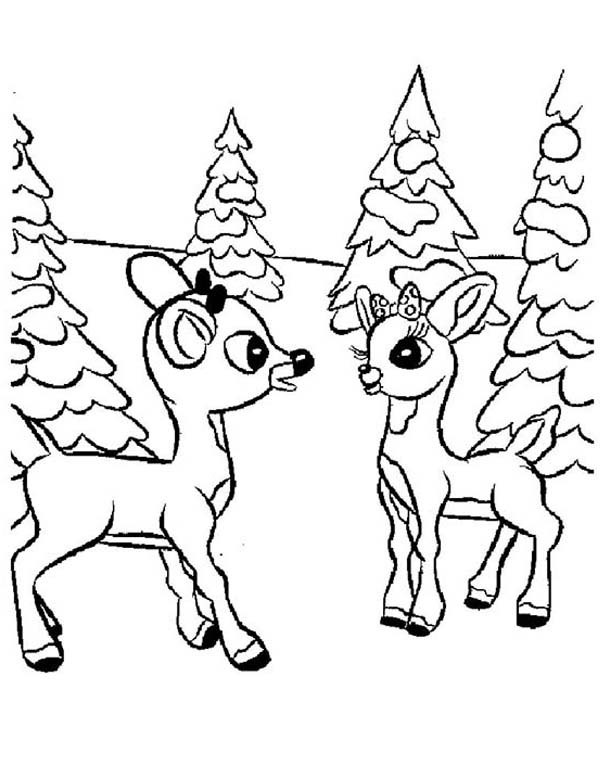 600x776 Rudolph And Clarice Talking Coloring Page Color Luna