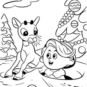 300x300 Clarice Kiss Rudolph The Red Nosed Reindeer Coloring Page Color Luna