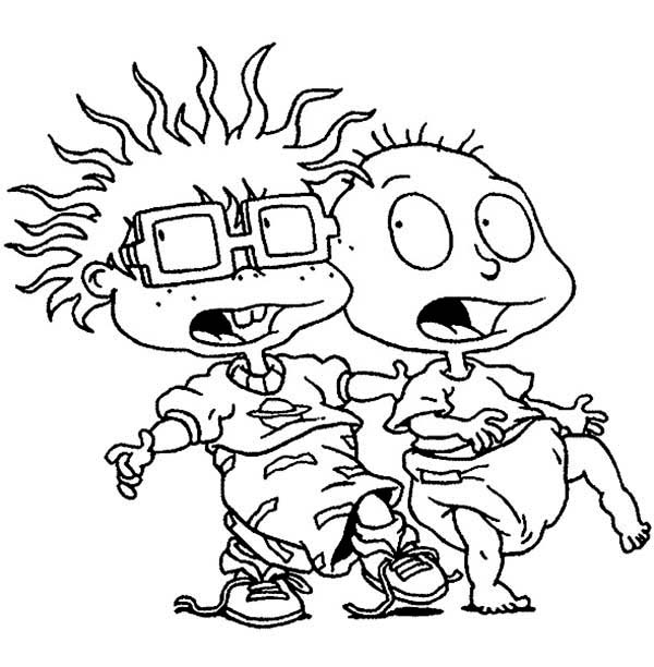 600x612 Tommy And Chuckie Walk Slowly Without Sound In Rugrats Coloring