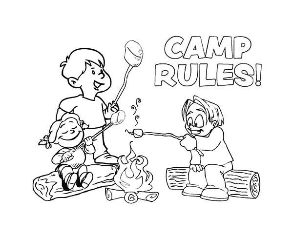 600x484 Camp Rules On Summer Camp Coloring Page