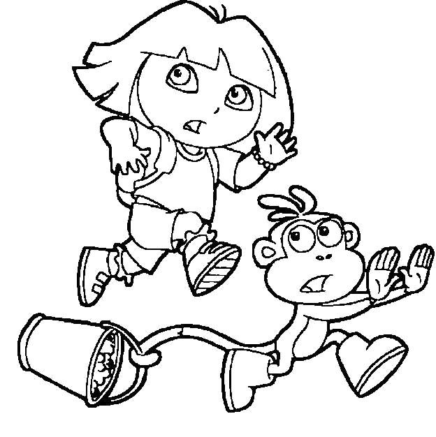 624x626 Dora And Boots Running Coloring Pages Dora Running
