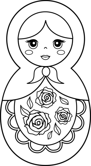 302x550 Russian Nesting Dolls Coloring Page