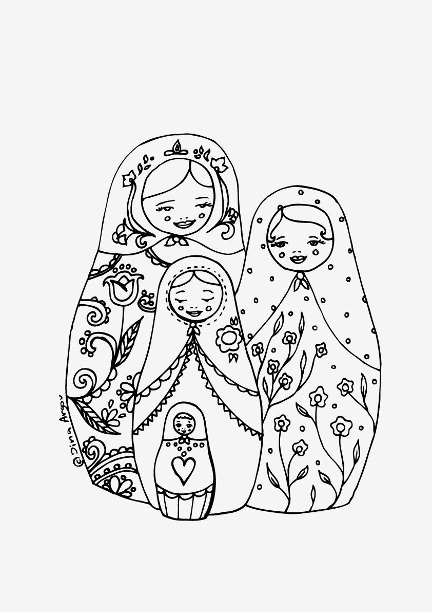 Russian Nesting Dolls Coloring Pages
