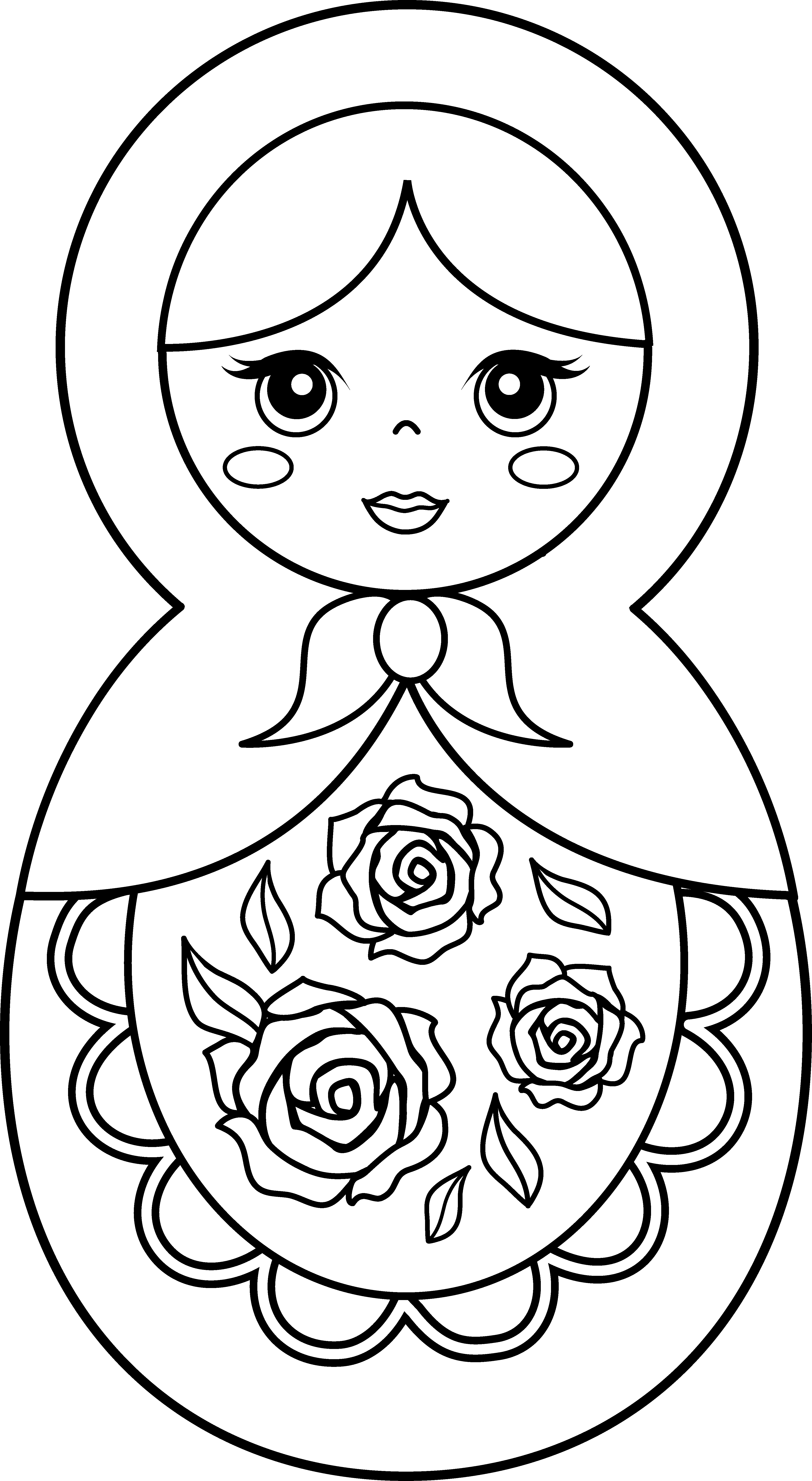 3985x7268 Russian Nesting Dolls Coloring Page