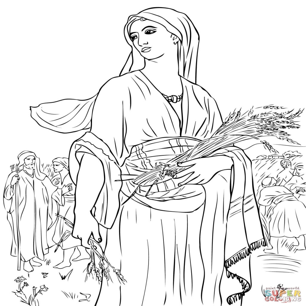 1024x1024 Sturdy Ruth And Naomi Coloring Page In The Fields Free Printable