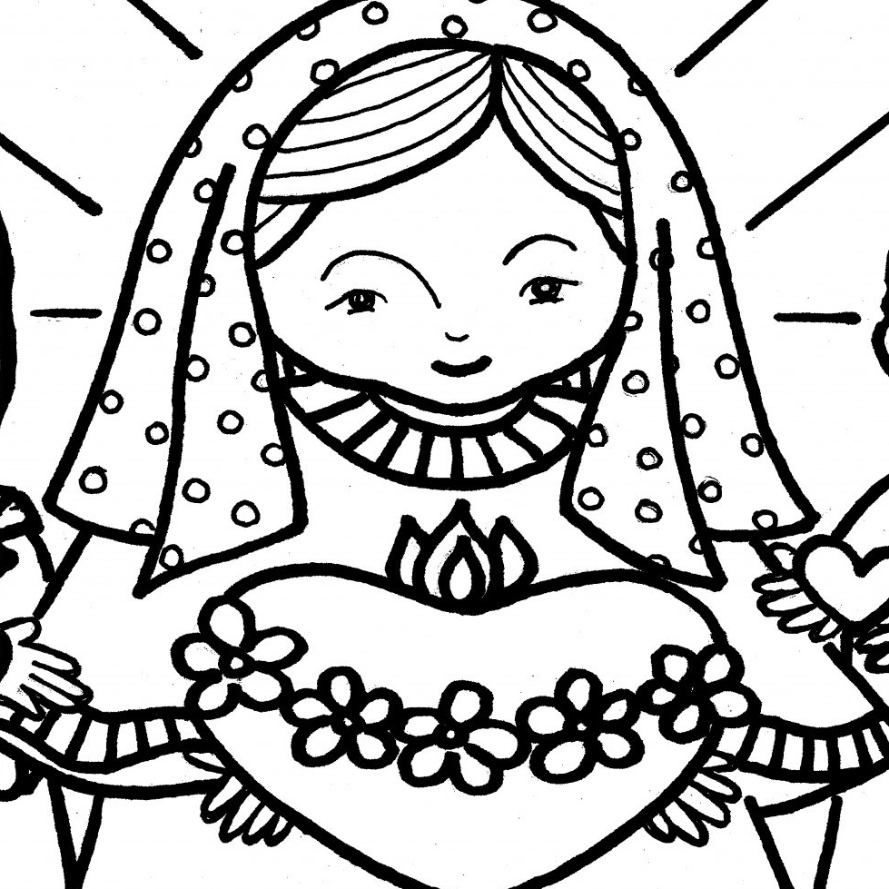 979x979 Immaculate Heart Coloring Pages Catholic Christian Pages To Color
