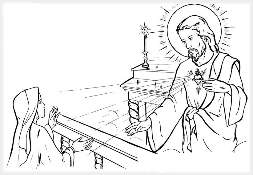 822x568 Saint Margaret Mary Alacoque Sacred Heart Catholic Coloring Page